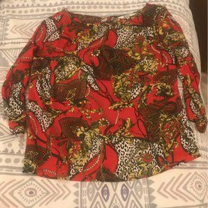 BB Dakota Printed 3/4 Sleeve Silk Blouse (S)